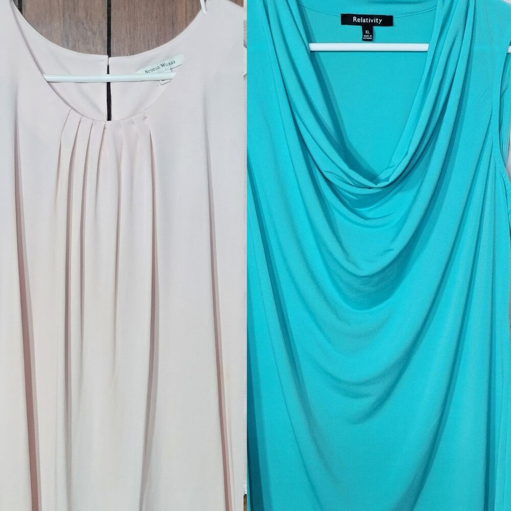 Studio Works & Relativity XL Sleeveless Blouses – Workwear Career – Bundle of 2
